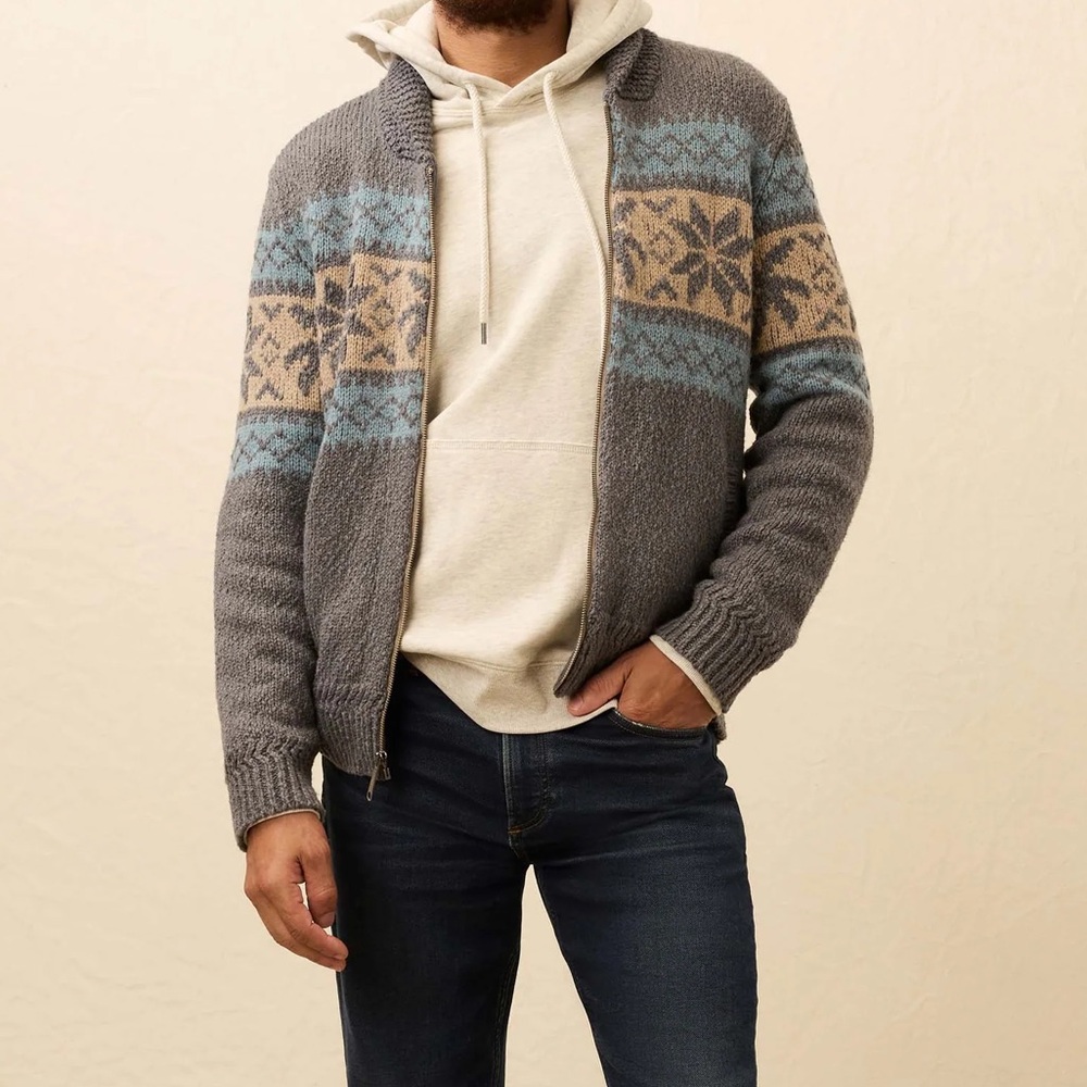 Faherty Surf to Snow Zip Cardigan Men's Large
